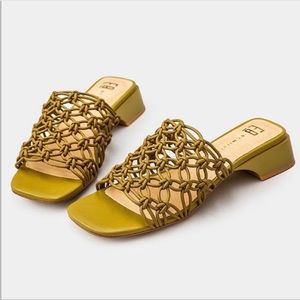Miista Olive Green Woven Sandals